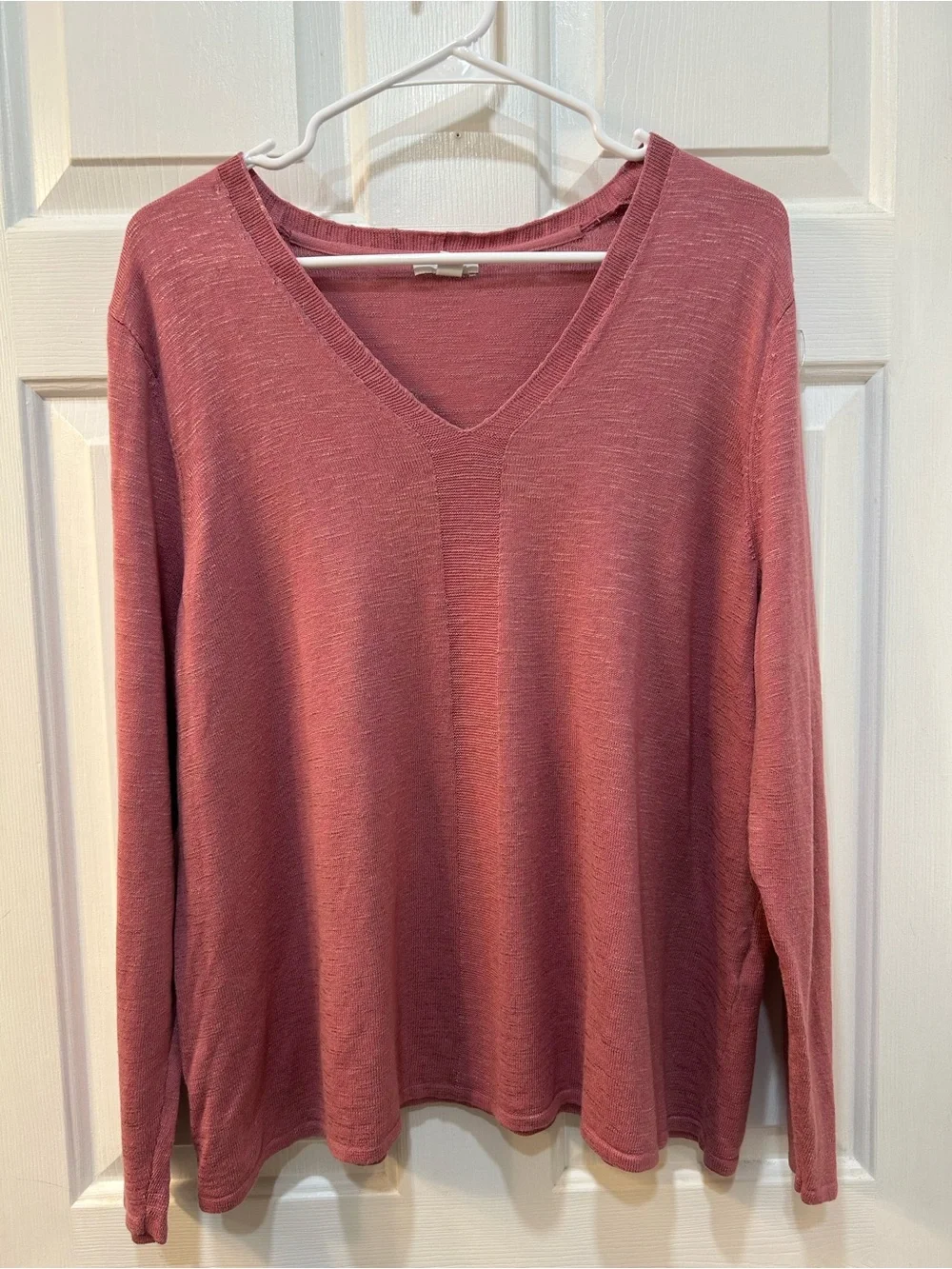 J.‎ Jill Linen Cotton Blend Rose Pink V-neck Sweater Sz XL Petite Feminine Mauve